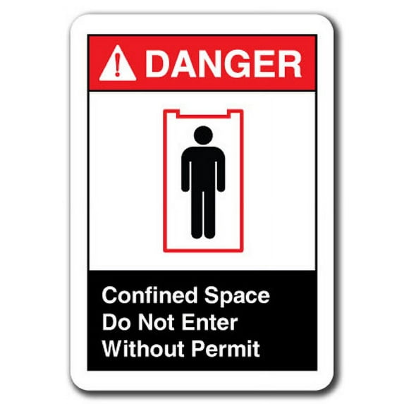 Danger Sign - Confined Space Do Not Enter Without Permit 7"x10" Plastic Safety Sign ansi osha