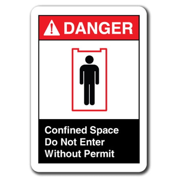 Danger Sign - Confined Space Do Not Enter Without Permit 7"x10" Plastic Safety Sign ansi osha