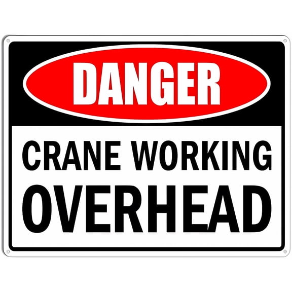 Danger Sign Crane Working Overhead - 8"x12" Aluminum Tin Wall Decor for Home Coffee Bar