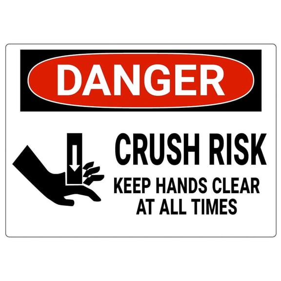 Danger Sign - Crush Hazard, Keep Hands Clear Signs/Safety Signs Metal Sign Danger Warning Notice Safety Tin Sign Size: 8 x 12 inch