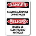 thumbnail image 1 of Danger Sign - Electrical Hazards Do Not Touch (Bilingual) - 10" x 14" OSHA Safety Sign, 1 of 1