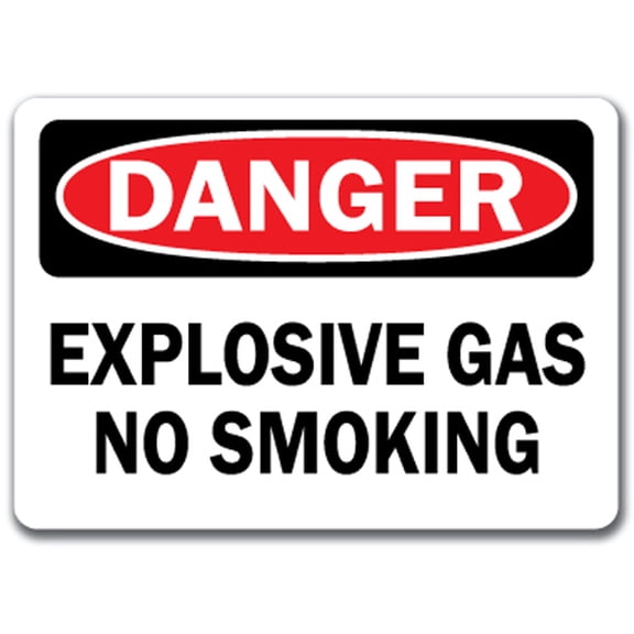 Danger Sign - Explosive Gas No Smoking - 10" x 14" OSHA Safety Sign