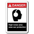 thumbnail image 1 of Danger Sign - High Noise Area Wear Ear Protection 7"x10" Plastic Safety Sign ansi osha, 1 of 1