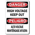 thumbnail image 1 of Danger Sign - High Voltage Keep Out (Bilingual) - 14" x 10" OSHA Safety Sign, 1 of 1