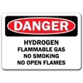 thumbnail image 1 of Danger Sign - Hydrogen Flammable Gas No Smoking or Open Flames - 10" x 14" OSHA Safety Sign, 1 of 1