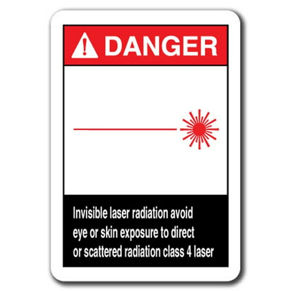 Danger Sign - Invisible Laser Radiation Avoid Eye Or Skin Exposure To Direct Or Scattered Radiation Class 4 Laser 7"x10" Plastic Safety Sign ansi osha