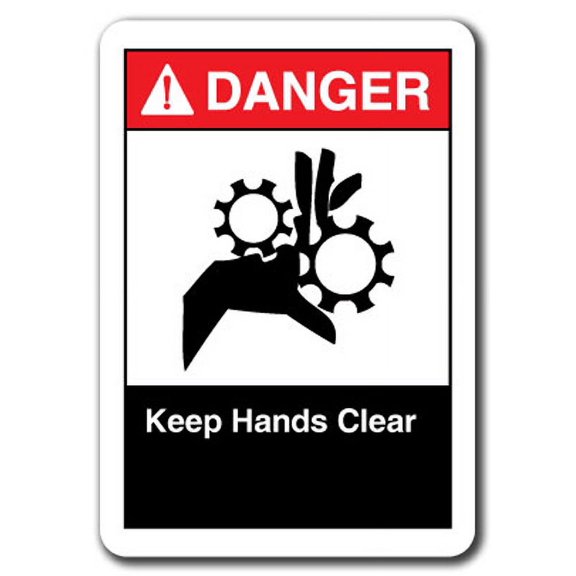 Danger Sign - Keep Hands Clear 7"x10" Plastic Safety Sign ansi osha