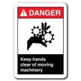 thumbnail image 1 of Danger Sign - Keep Hands Clear Of Moving Machinery 7"x10" Plastic Safety Sign ansi osha, 1 of 1