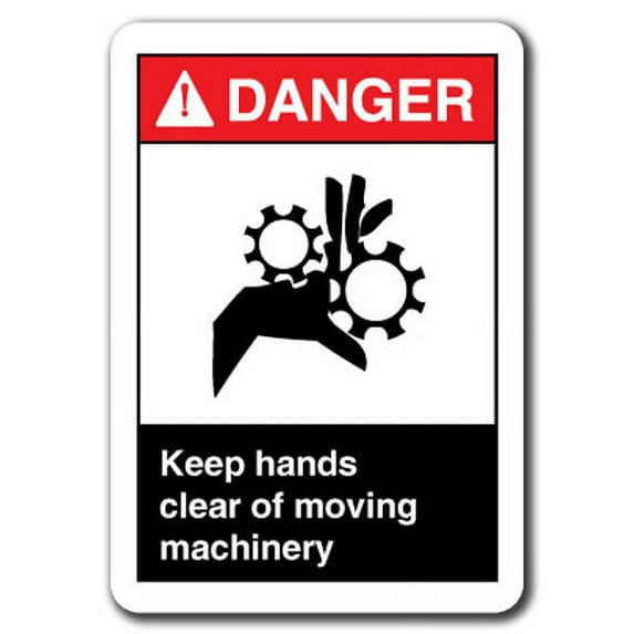 Danger Sign - Keep Hands Clear Of Moving Machinery 7"x10" Plastic Safety Sign ansi osha