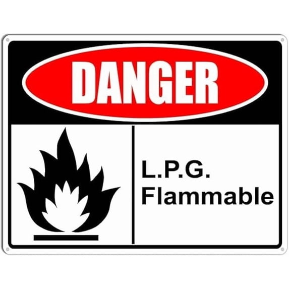 Danger Sign Lpg Flammable Aluminum Tin Sign For Home Coffee Bar Wall Decor 8X12 Inch