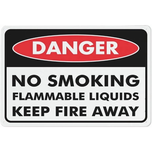 Danger No Smoking Flammable Liquids Keep Fire Away Sign Metal Signs Aluminum Sign Pre-Drilled Holes For Easy Mounting Indoor Or Outdoor Use For Fence Door Or Gate