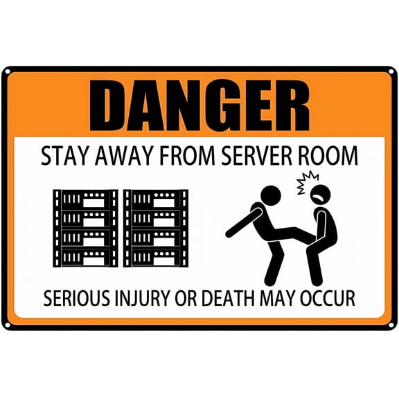 Danger Stay Away from Server Room Electricity Machine Sign - 8"x12" Aluminum Tin Wall Decor Gift Sign, Server Room, Tech Space, Electrical Safety