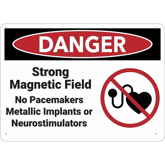 Danger Strong Magnetic Field Sign, 8"x12" Warning Tin Sign, Wall Decor for Home Kitchen Farm Garden Garage