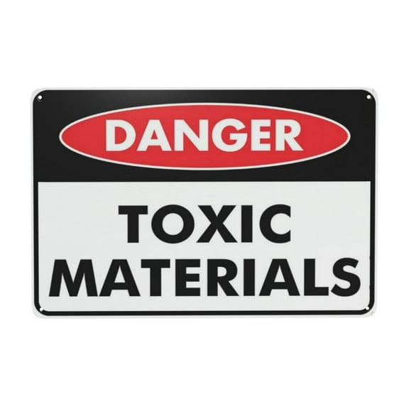 Danger Toxic Materials Sign Tin Sign Warning Metal Sign Vintage Sign Wall Decor for Home Farm Bar Coffee Shop Club Decoration 8x12 Inch