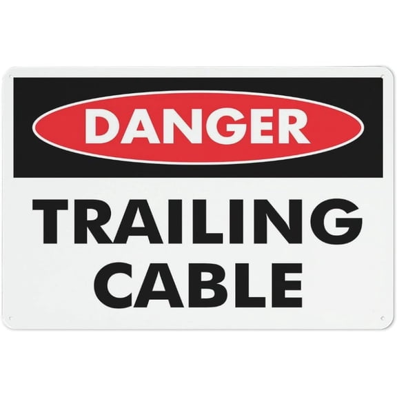 Danger Trailing Cable Sign Warning Sticker-Security Sign Outdoor Sign 8"x12"