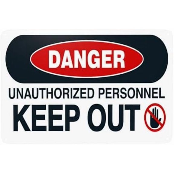 Danger Unauthorized Personnel Keep Out With Graphic Warning Sign, Do Not Enter Security Metal Signs for Home Business Road Yard Garage Street Wall Safety Caution Custom Decor 12 x 8 Inch