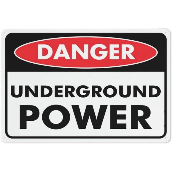 Danger Underground Power Sign Warning Tin Sign Home Kitchen Farm Garden Garage Wall Decor 12X8Inch