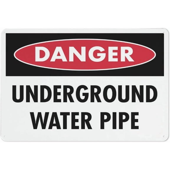 Danger Underground Water Pipe Sign Warning Sticker-Security Sign Outdoor Sign 12 X 8 Inches