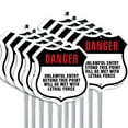 thumbnail image 1 of Danger Unlawful Entry Beyond This Point Will Be Met With Lethal Force (10 Pack) 12 inch X 12 inch Shield Shaped Rust-Free Aluminum Metal Signs with Aluminum Mounting Stakes Weather, 1 of 8