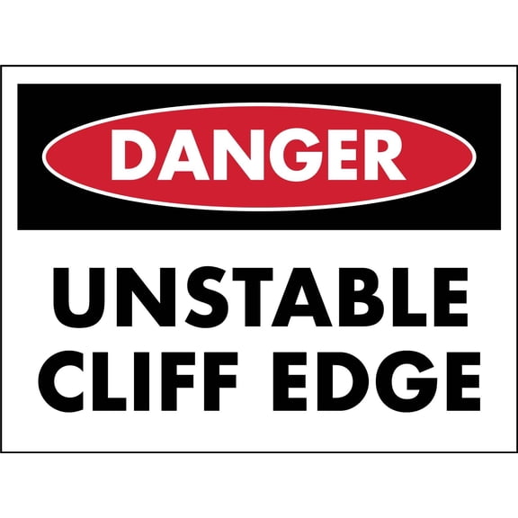 Danger Unstable Cliff Edge Metal Sign Caution Danger Safety Security Warning Notice Signs Size: 12 x 16 inch