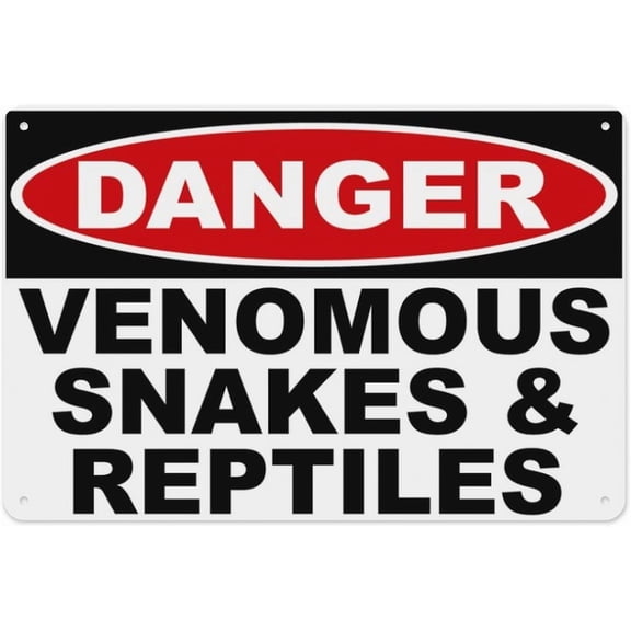 Danger Venomous Snakes & Reptiles Sign 8"x12" Aluminum Tin Warning, For Home Outdoor Garden, Venomous Snake Reptile Danger Marker