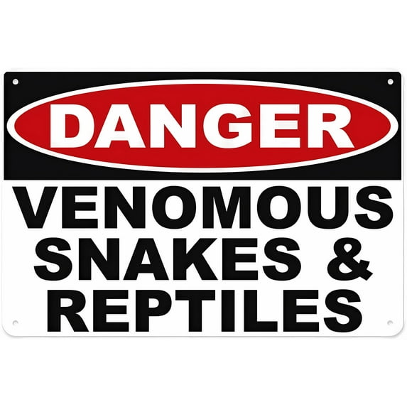 Danger Venomous Snakes & Reptiles Sign - 8"x12" Aluminum Tin Warning Sign, Vintage Metal Decor for Home Outdoor Garden