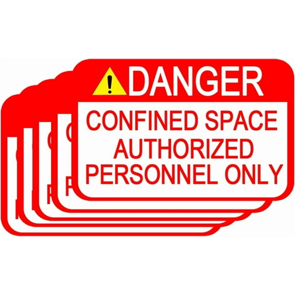 Danger Warning Signs Confined Space Authorized Personnel Only Sticker 5 x7 inch,5 Pcs
