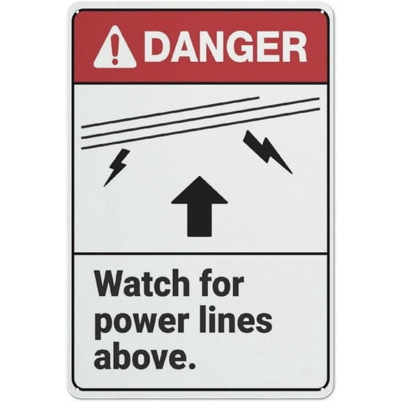 Danger Watch For Power Lines Above Sign 8"x12", Aluminum Tin Warning Signs for Home Outdoor Garden, Durable Electrical Hazard Sign