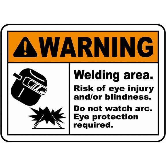 Danger Welding Area Risk of Eye Injury Sign, 8"x12" Caution Tin Sign, Welding Safety Notice Signage