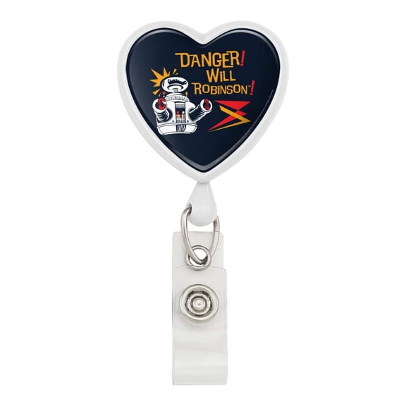 Danger Will Robinson B9 Robot Lost in Space Heart Lanyard Retractable Reel Badge ID Card Holder
