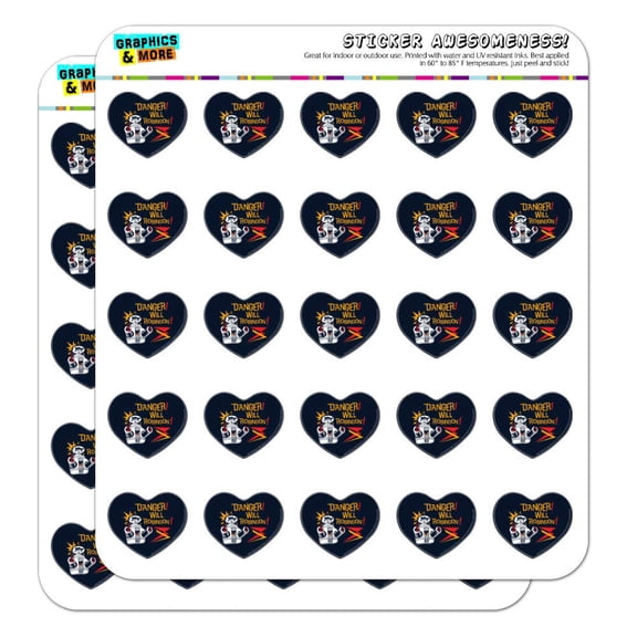 Danger Will Robinson B9 Robot Lost in Space Heart Shaped Planner Calendar Scrapbook Craft Stickers