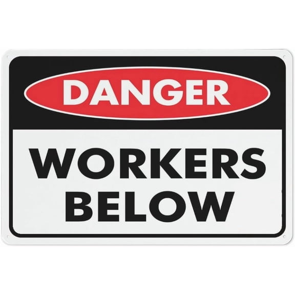 Danger Workers Below Sign For House 8"x12" Yard Sign, Premium Aluminum, Sun-Proof, Rust-Free