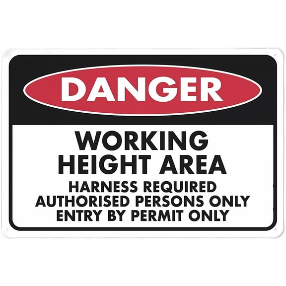 Danger Working Height Area Sign - 8"x12" Rust Free Aluminum Outdoor Metal Sign for Home Business Yard, Construction Site, Roof Work, Height Safety