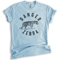 thumbnail image 1 of Danger Zebra Shirt, Unisex Women's Men's Shirt, Tiger Shirt, Cute Animal Lover Shirt, Heather Light Blue, Medium, 1 of 6