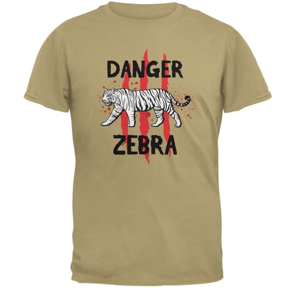 Danger Zebra White Siberian Tiger Tan Adult T-Shirt - Large