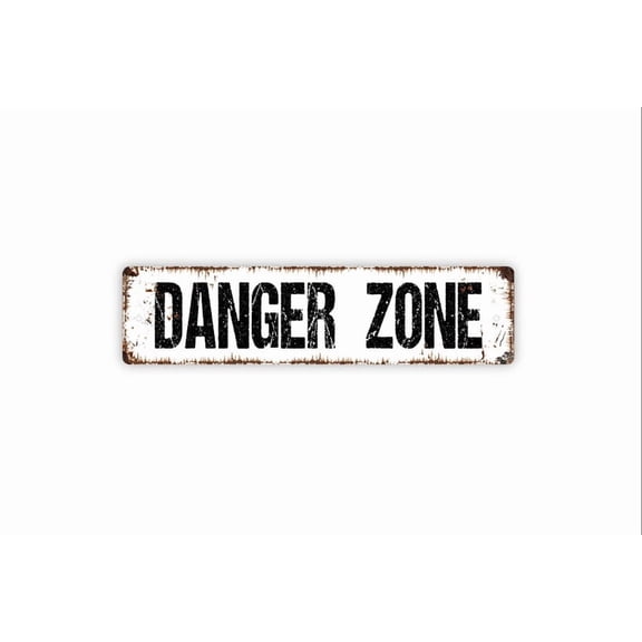 Danger Zone Sign - Caution Warning Beware Danger Ahead Do Not Enter Rustic Street Metal Aluminum Sign or Door Name Plate Plaque - Size: 16 x 4 Inches