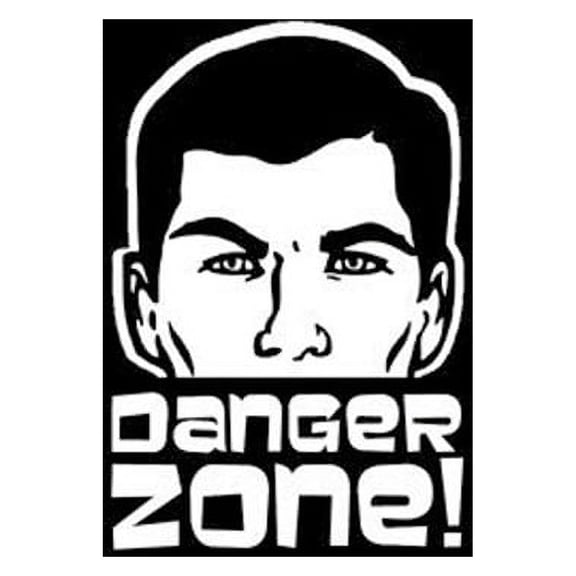 Danger Zone Sterling Archer Vinyl Cut Decal With No Background | 5.5 Inch White Decal | Car Truck Van Wall Laptop Cup
