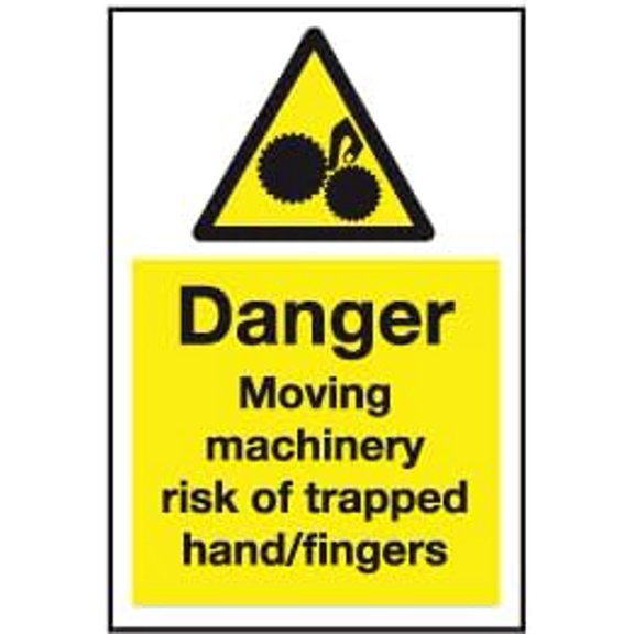 Danger moving machinery risk of trapped hand fingers sign Metal Sign 8x12 Inch for Security Use