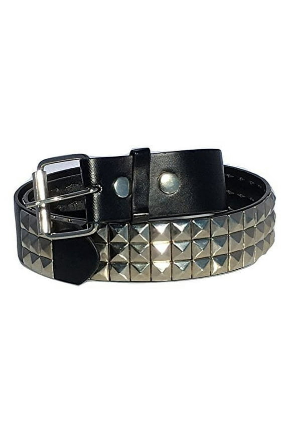 Black Studded Belt- 1 1/2 - Nickel Pyramid Studs - Punk, Goth SIZE LARGE