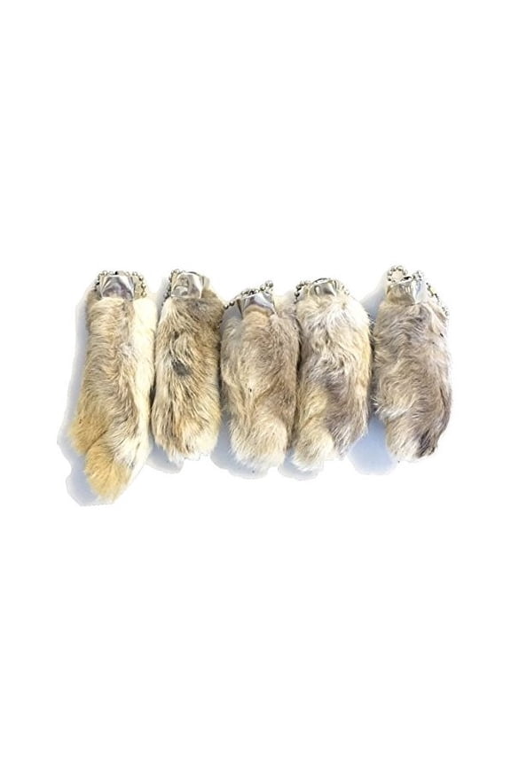 Lucky Rabbit Foot Keychain White / Natural 5 Pcs