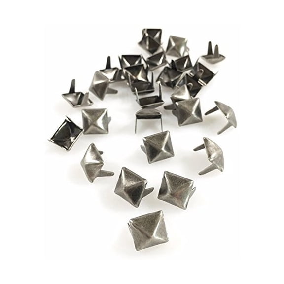 Dangerous Threads Nailheads Spots Studs 2 Prong 3/8" Square; Steel with Antique Nickel Finish; 100 Pcs