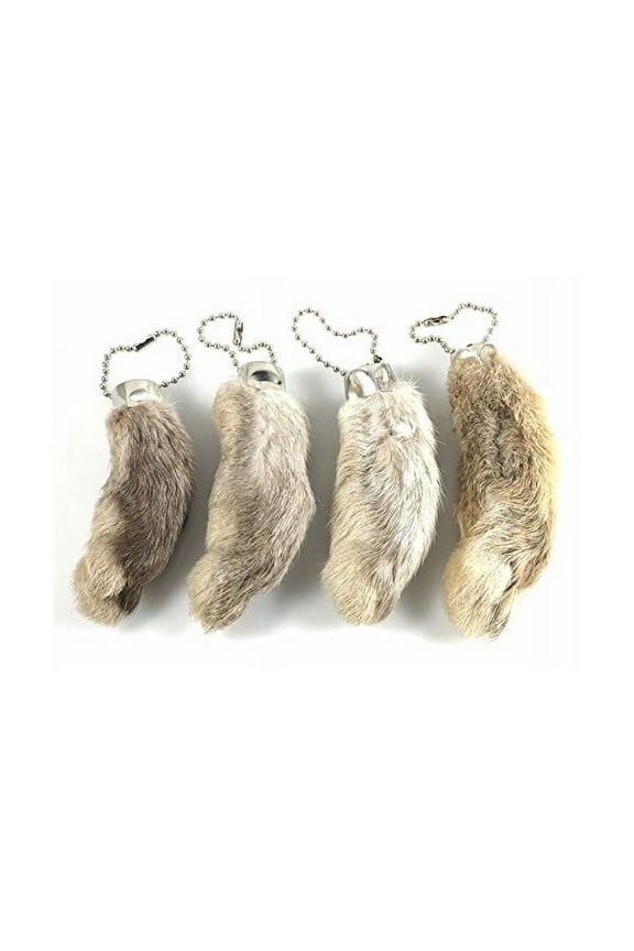 Rabbit Foot Keychain White / Natural 4 Pcs