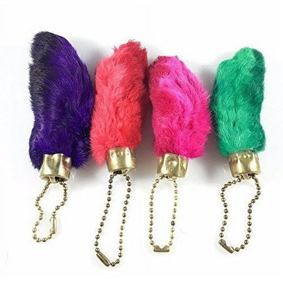 Dangerous Threads Rabbit Rabbits Foot Keychain Bright Assorted Colors 4 Pieces - Gold Hardware
