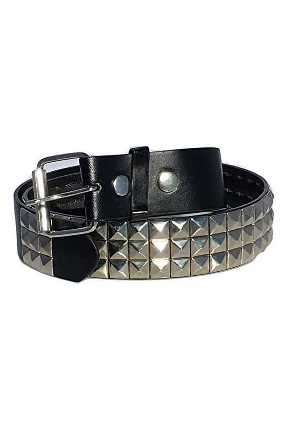 Unisex Punk Goth Nickel Pyramid Studded Belt, Black, 45.28