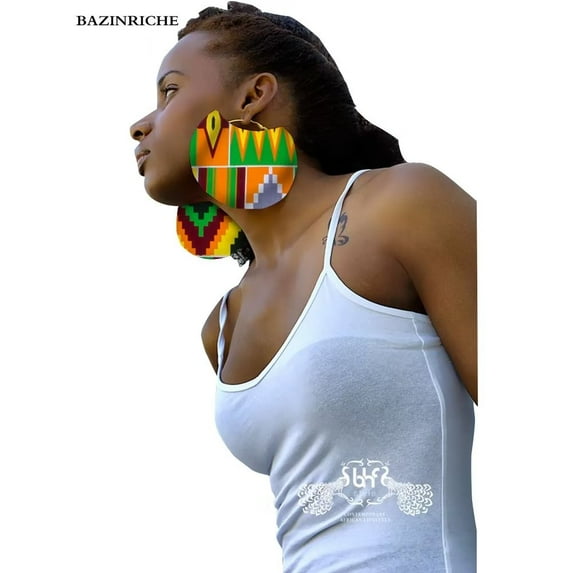 Dangle Big Drop Earrings African Fabric Handmade Earring for Women Party Jewelry Accessories