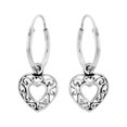 thumbnail image 1 of Dangle Celtic Heart 925 Sterling Silver Charm 12mm Hoop Earrings, 1 of 3