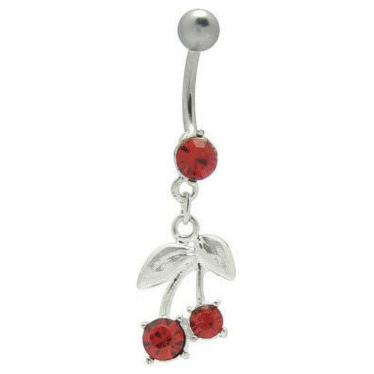 Red Double Gem Ball Steel Belly Button Ring - Rebel Bod