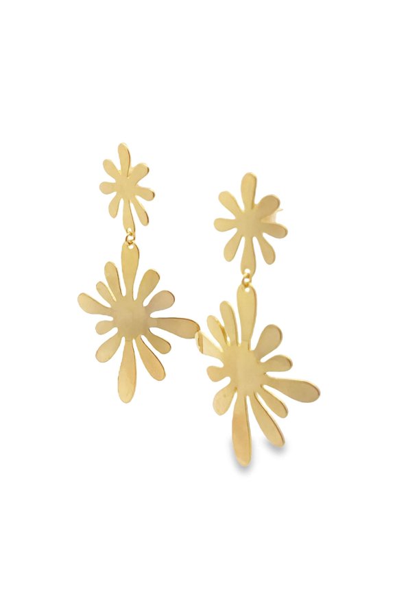 Dangle Double Flower Design Earrings (L538)