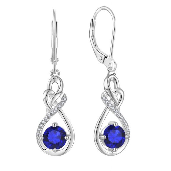 Dangle Drop CZ Earrings 925 Sterling Silver Infinity Earrings, 6x8mm Teardrop Birthstone Twisted Leverback Earrings Anniversary jewelry Gifts for Women