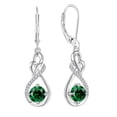 thumbnail image 1 of Dangle Drop CZ Earrings 925 Sterling Silver Infinity Earrings, 6x8mm Teardrop Birthstone Twisted Leverback Earrings Anniversary jewelry Gifts for Women, 1 of 6